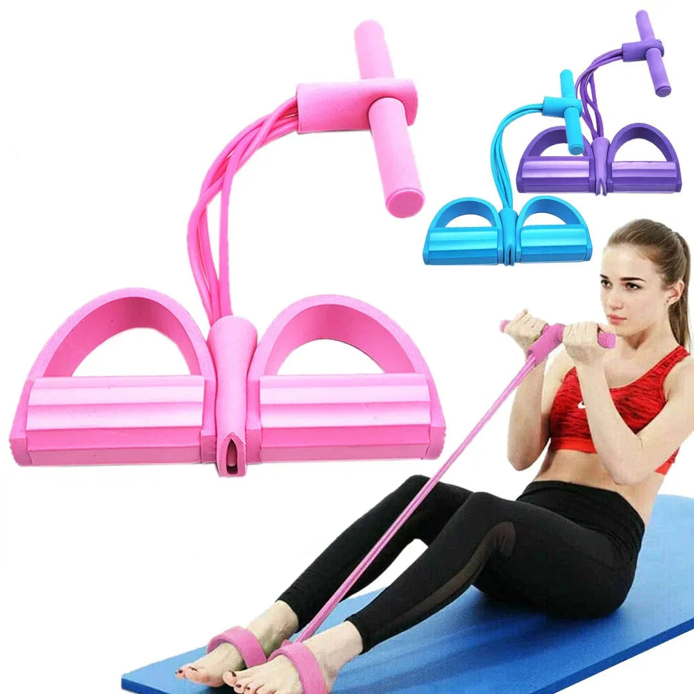 Multifunction Tension Rope, 4-Tube Elastic Yoga Pedal Puller Resistance Band, Natural Latex Tension Rope Fitness Equipment, for Abdomen/Waist/Arm/Leg Stretching Slimming Training